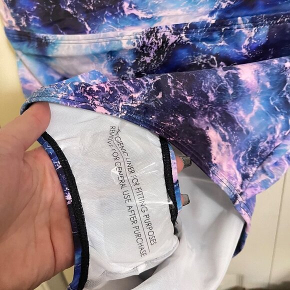 Torrid Womens NWT Ocean Wave Active Wireless Scoop Back One Piece Swimsuit Large - Picture 9 of 10